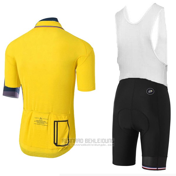 2017 Fahrradbekleidung Coq Sportif Tour de France Gelb Trikot Kurzarm und Tragerhose